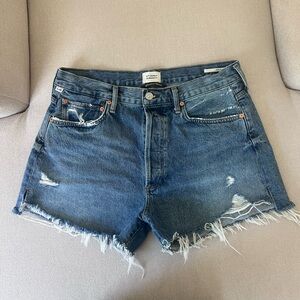 Citizens of Humanity Marlow Blue Distressed Jean Shorts